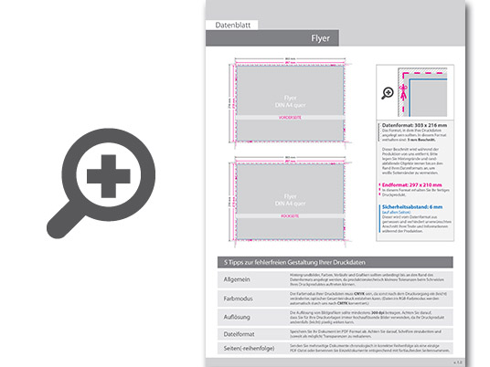 Product Bild multiloft-flyer_din_a4_quer_(29_7_cm_x_21_0_cm)_einseitig_folienkaschiert_gl__nzend__4_4_farbig_(beidseitiger_druck)