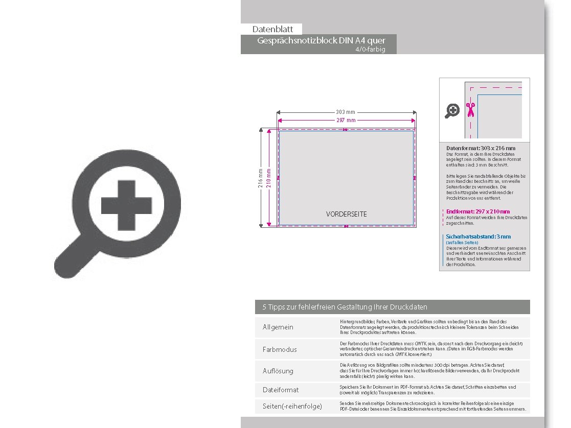 Product Bild gespr__chsnotizblock__din_a4__10_blatt__4_0_farbig_einseitig_bedruckt