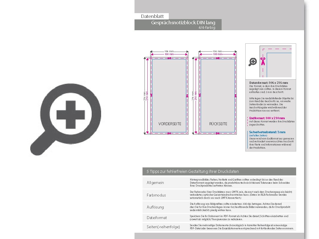 Product Bild gespr__chsnotizblock__din_lang__200_blatt__4_4_farbig_beidseitig_bedruckt