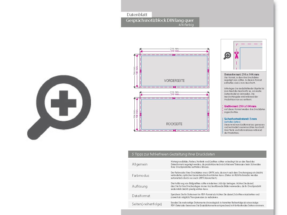 Product Bild gespr__chsnotizblock__din_lang_quer__25_blatt__4_4_farbig_beidseitig_bedruckt