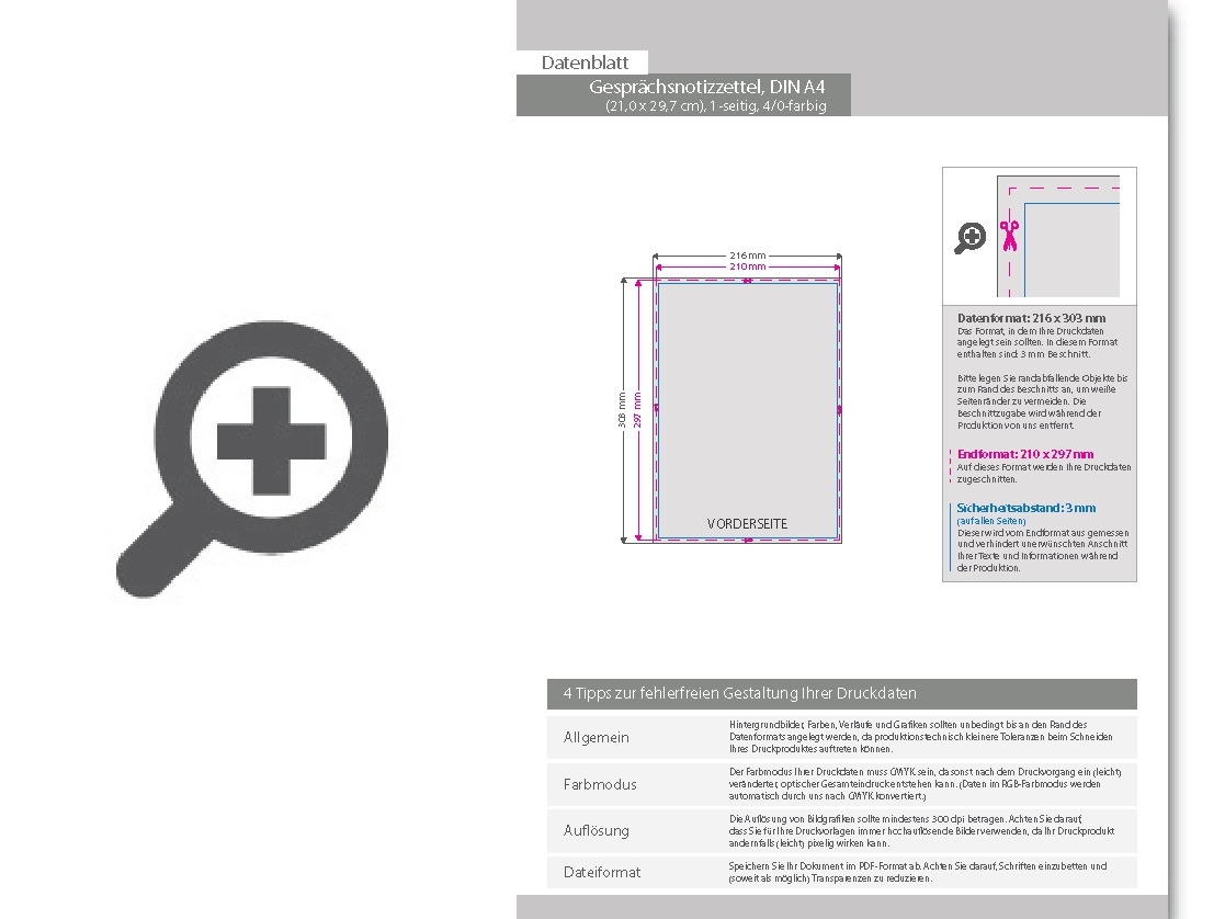 Product Bild gespr__chsnotizzettel__din_a4_(21_0_x_29_7_cm)__1-seitig__4_0-farbig