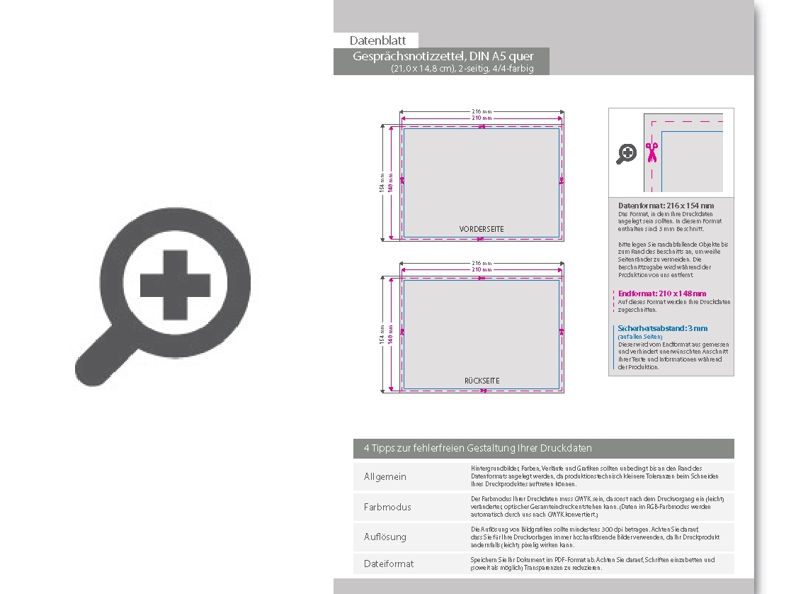 Product Bild gespr__chsnotizzettel__din_a5_quer_(21_0_x_14_8_cm)__2-seitig__4_4-farbig