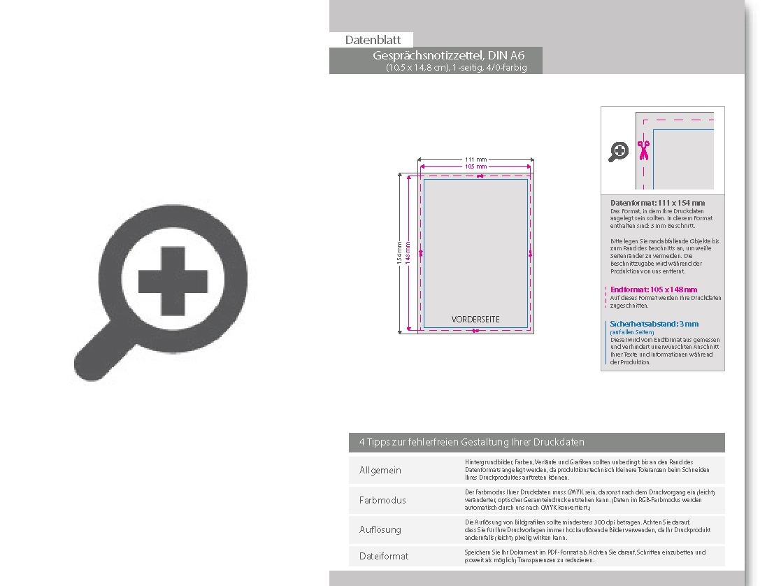 Product Bild gespr__chsnotizzettel__din_a6_(10_5_x_14_8_cm)__1-seitig__4_0-farbig
