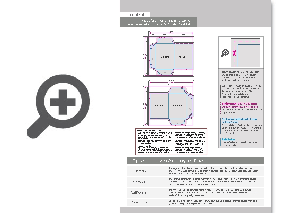 Product Bild mappe_f__r_din_a6__2-teilig_mit_3_laschen__4_4_farbig_(au__en-_und_innenseite_bedruckt)__mit_hochglanz-uv-lack