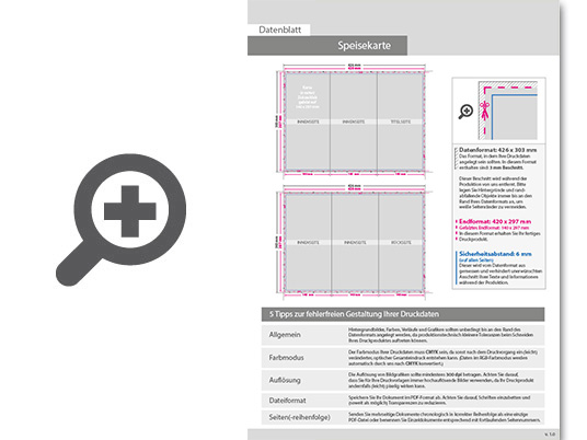 Product Bild speisekarte__gefalzt_auf_14_0_cm_x_29_7_cm__6-seiter_(zickzackfalz)