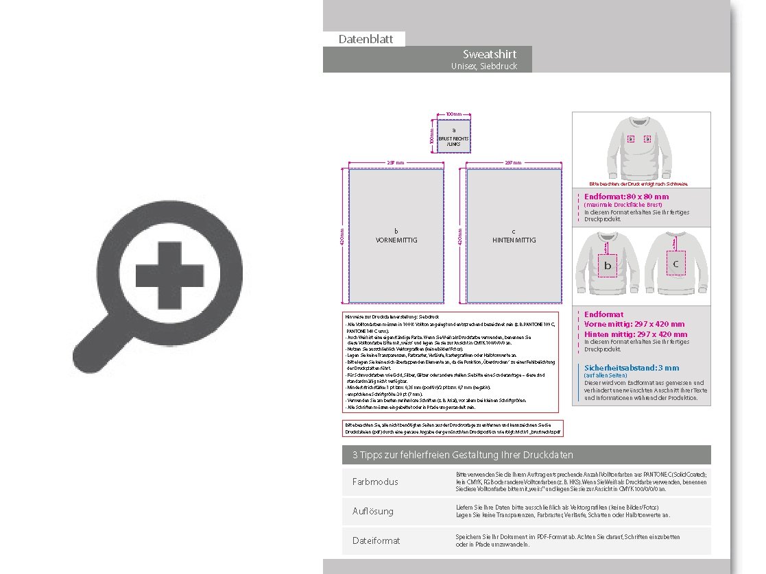 Product Bild sweatshirt_unisex_wei____basic_-_fruit_of_the_loom__mit_zwei_druckpositionen_4-farbig