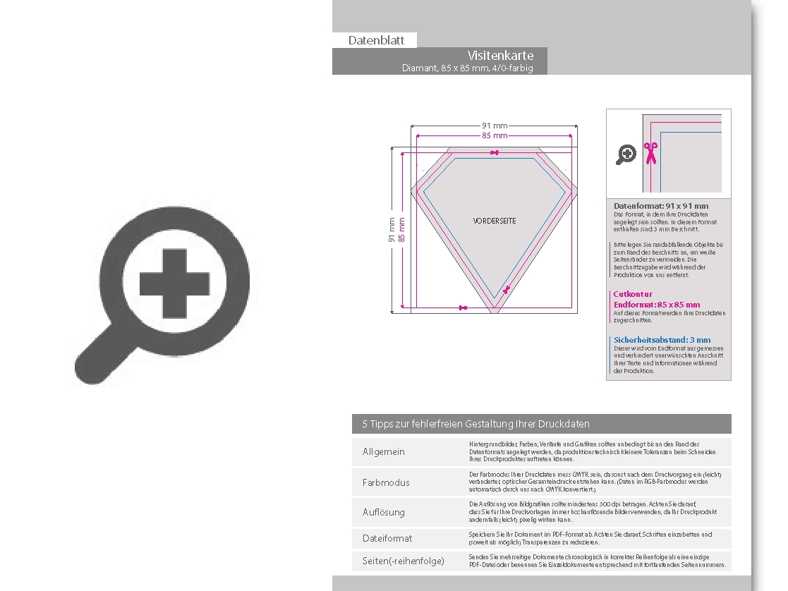 Product Bild visitenkarte_diamant__85_x_85_mm__1-seitig__4_0-farbig_cmyk