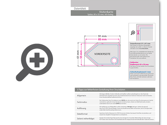 Product Bild visitenkarte_spitze__85_x_55_mm__1-seitig__4_0-farbig_cmyk